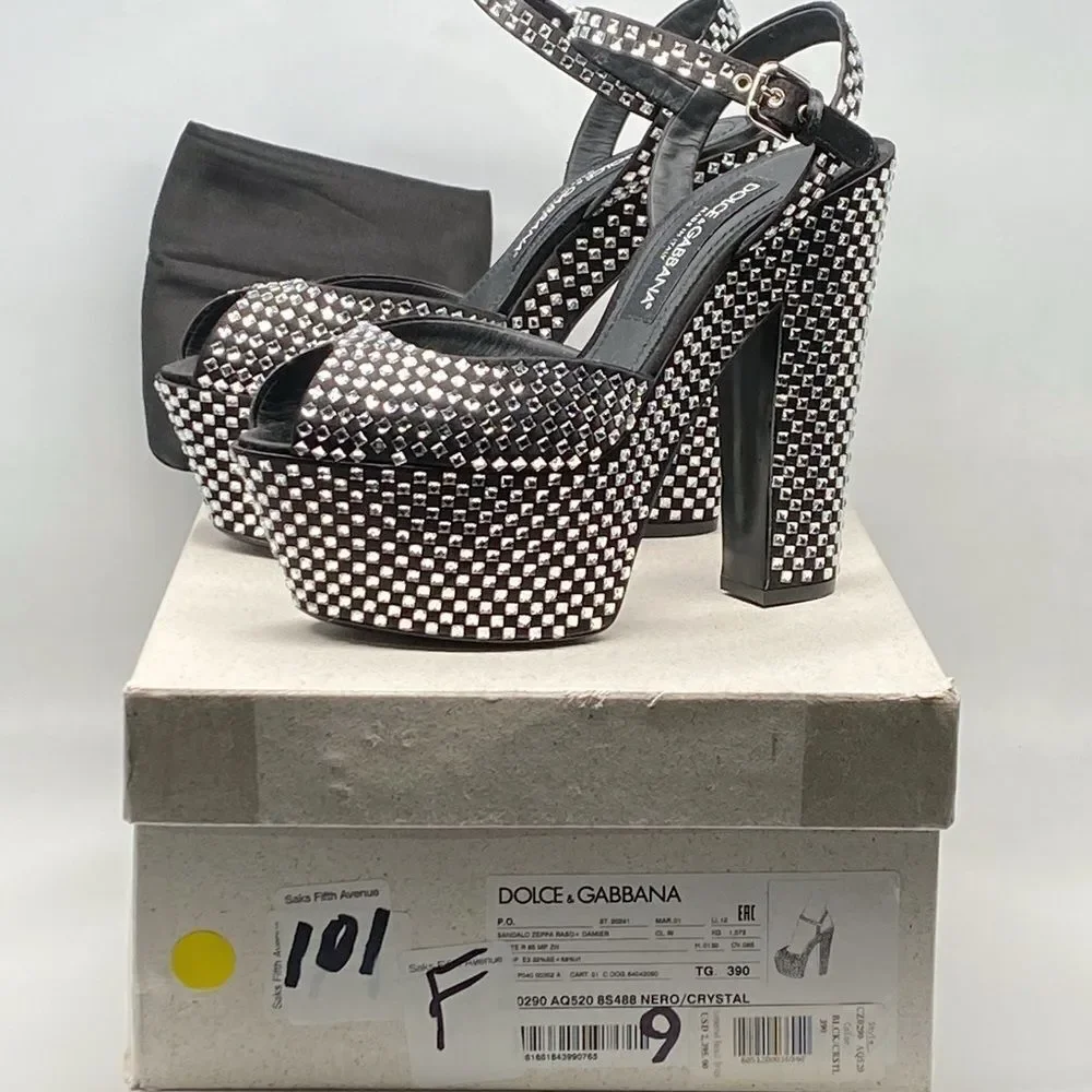 Dolce Gabbana Crystal-embellished platform sandals size 39